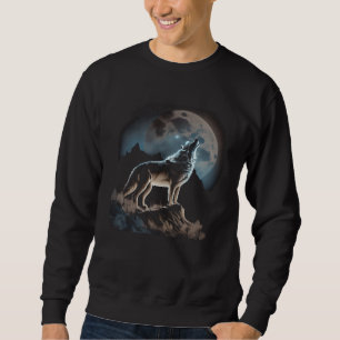 Sudadera Lobo Mirador Luna Montaña Gráfico para Hombres Muj