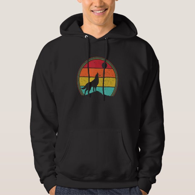 Sudadera Lobo Retro Aullando a la Luna (Anverso)
