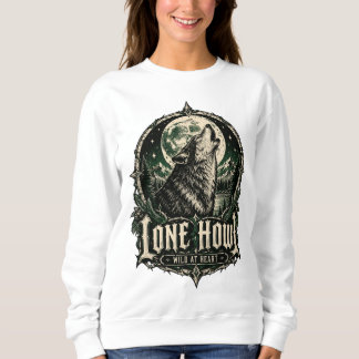 Sudadera Lobo solitario aullando gótico luna llena salvaje