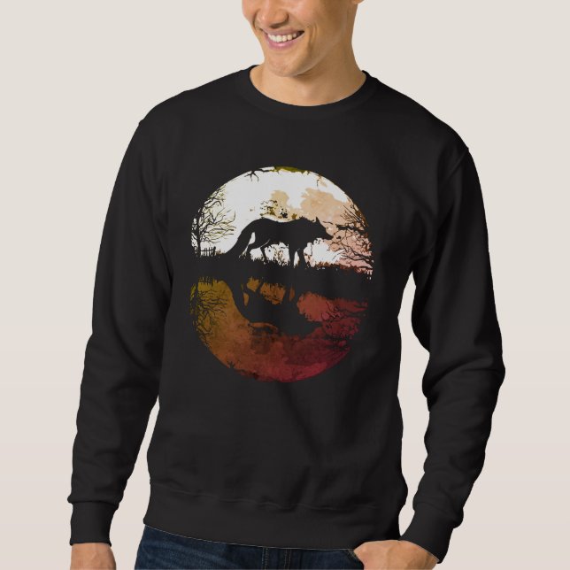Sudadera Lobo solitario bajo la luna llena (Anverso)
