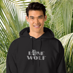 Sudadera "Lobo Solitario" o Tu Mensaje, Texto Grande Gris C