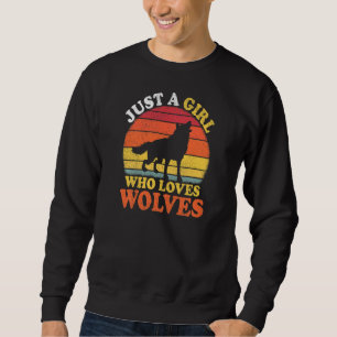 Sudadera Lobo Vintage Solo Una Chica Que Ama A Los Lobos