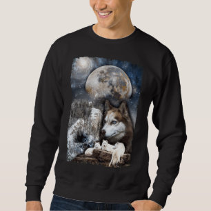 Sudadera Lobos de la montaña de invierno de la Luna de la 