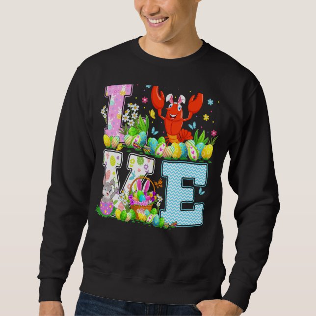 Sudadera Lobster Fish Easter Huevo de Semana Santa Amo Lobs (Anverso)
