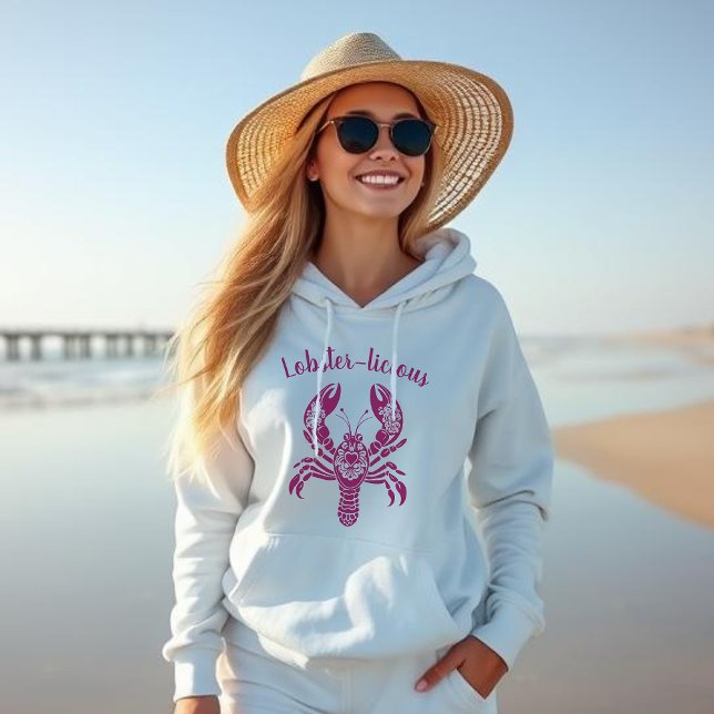 Sudadera Lobster-Fisherman Core-Hawaiana-Tropical- (Lobster-Fisherman Core-Hawaiian-Tropical-Funny Summer Beach hoodie-wine color)