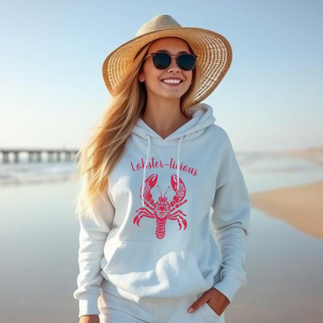 Sudadera Lobster-Fisherman Core-Hawaiana-Tropical- (Lobster-Fisherman Core-Hawaiian-Tropical-Funny Summer Beach hoodie-cherry red)