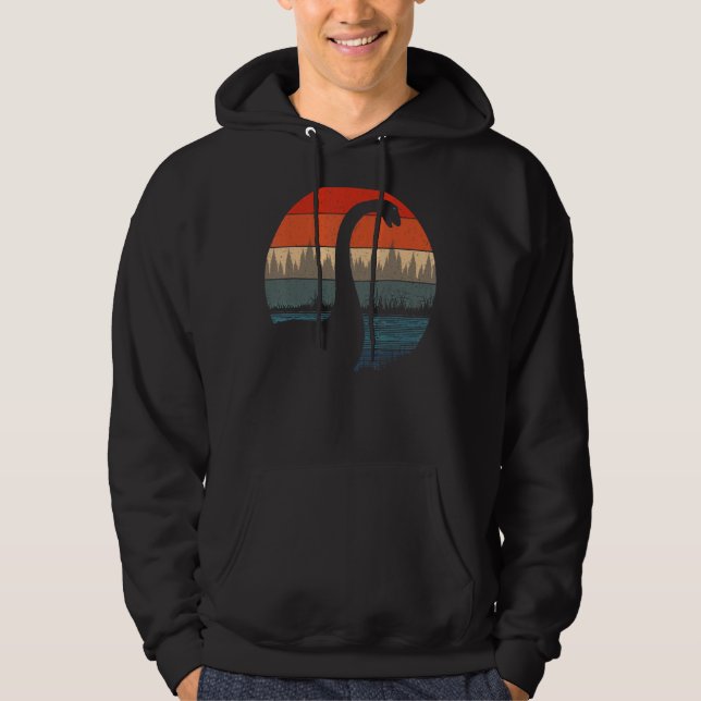 Sudadera Loch Ness Monster Nessie Retro Sunset & Trees Cryp (Anverso)