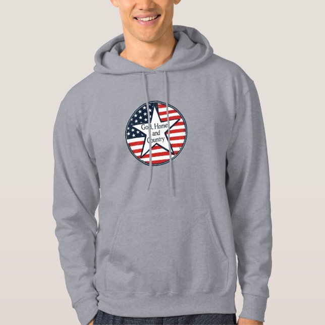Sudadera Logo de patriotismo de EEUU Dios Hogar País bander (Anverso)