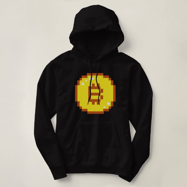 Sudadera Logotipo de bitcoin Emblem Crypto Blockchain Pixel (Diseño del anverso)