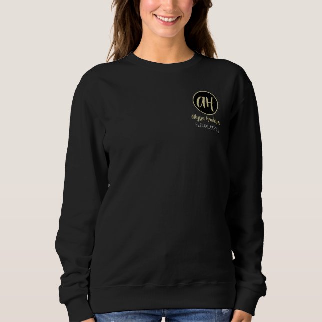 Sudadera Logotipo de floristería Simple Black & Tan (Anverso)
