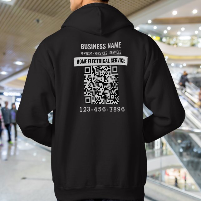 Sudadera Logotipo de negocio personalizado Código QR Equipo (Personalized Business Logo QR code Work Outfit Hoodie)