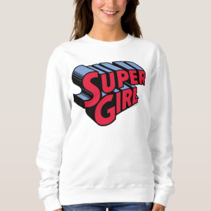 Sudadera Logotipo de nombre apilado de superchica roja y az