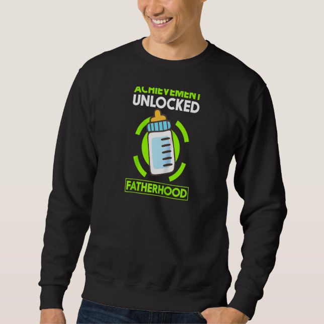 Sudadera Logro Desbloqueada Paternidad Graciosa Papi Raglan (Anverso)