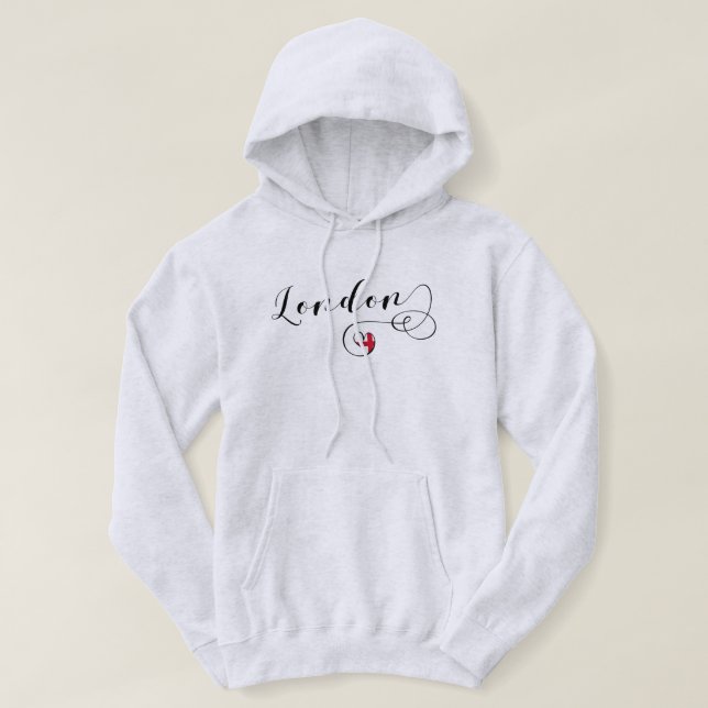 Sudadera London Heart Hoodie, Gran Bretaña, Reino Unido (Diseño del anverso)