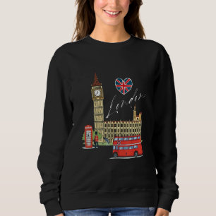 Sudadera Londres Inglaterra Recuerdo de Viaje Vintage Amor