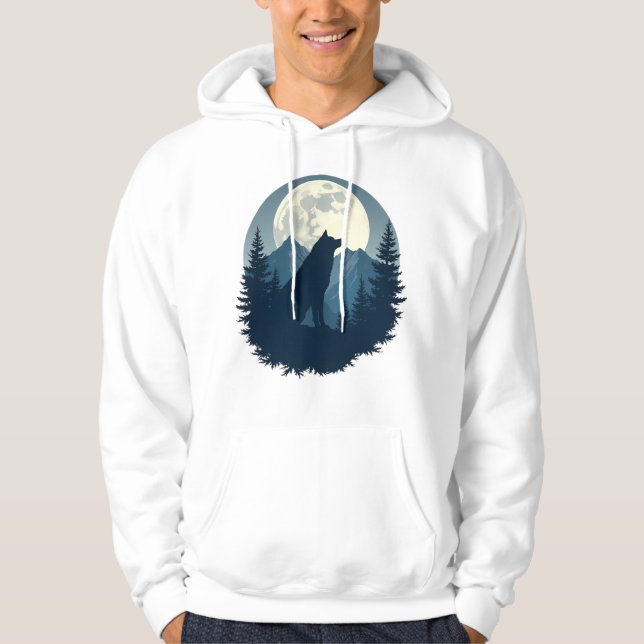 Sudadera Lone Wolf Under the Moon – Minimal Night Aesthetic (Anverso)