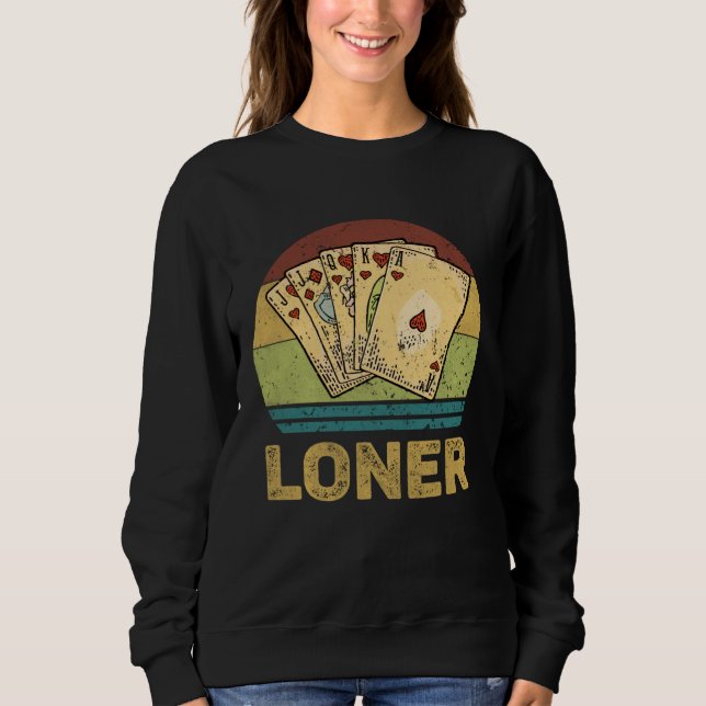 Sudadera Loner Vintage  Euchre Card Game (Anverso)
