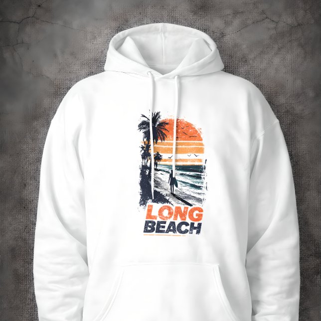 Sudadera Long Beach California Retro Sunset Palm Tree Beach (Subido por el creador)