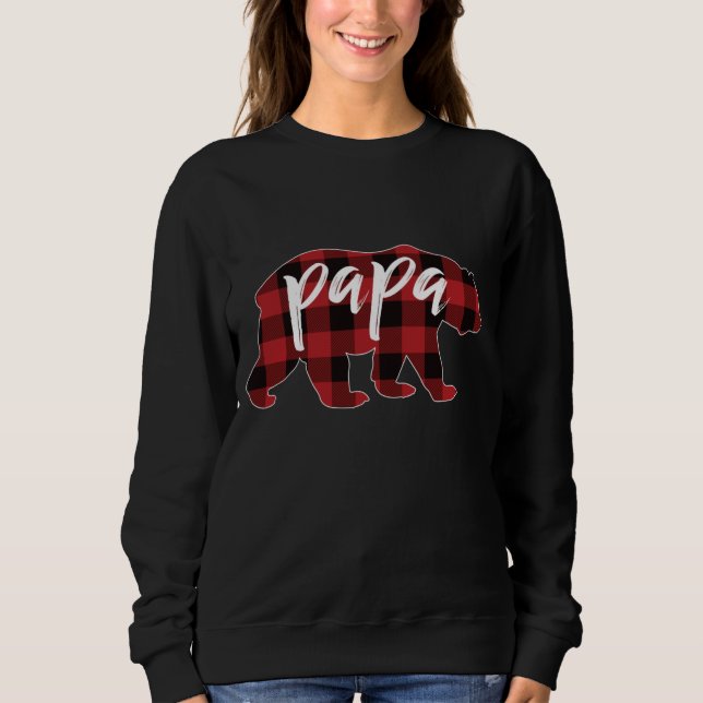 Sudadera Long Sleeve Papa Bear T Shirt, Buffalo Plaid Papa  (Anverso)