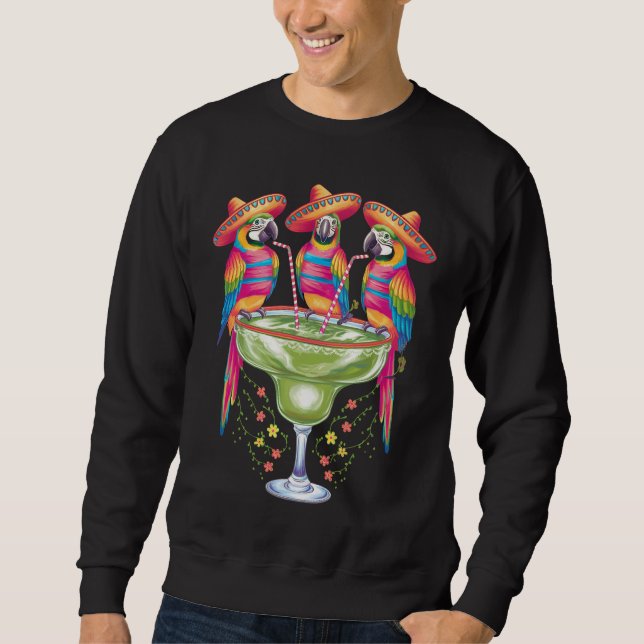 Sudadera Loro Cinco De Mayo Divertido Bebiendo Fiesta Mexic (Anverso)