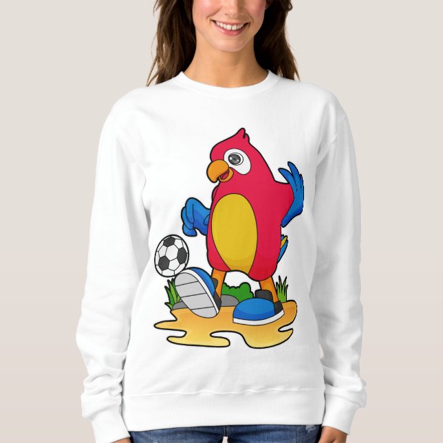 Sudadera Loro como jugador de fútbol con fútbol (Anverso)