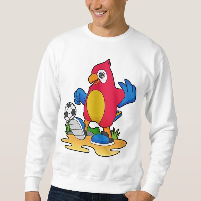 Sudadera Loro como jugador de fútbol con fútbol (Anverso)