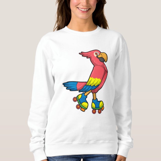 Sudadera Loro como patinador con patines de patinaje (Anverso)