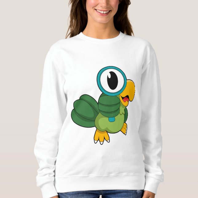 Sudadera Loro con vidrio de aumento (Anverso)