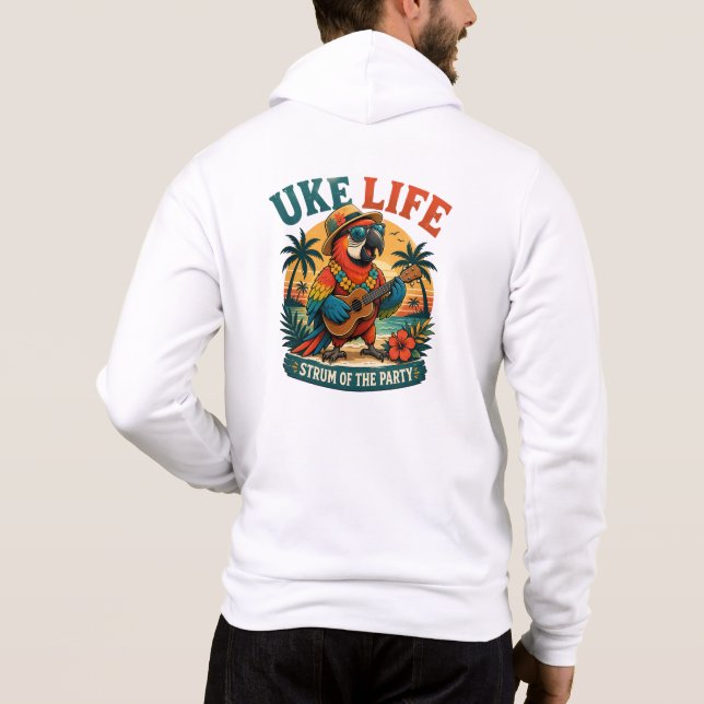 Sudadera Loro de Uke Life – Vibraciones de la Isla Ukulele (Reverso)