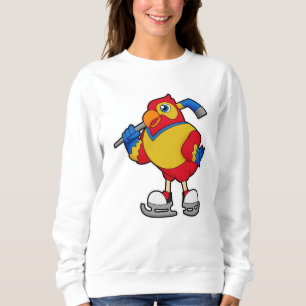 Sudadera Loro en hockey sobre hielo con bastón de hockey so