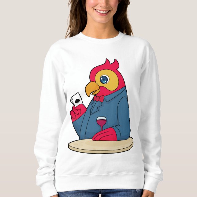 Sudadera Loro en Poker con tarjetas de póker (Anverso)