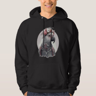 Sudadera Loro Gris Africano Acuarela Bonito Flor Cr
