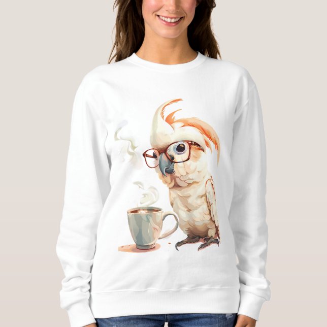 Sudadera Loro lindo bebiendo café (Anverso)
