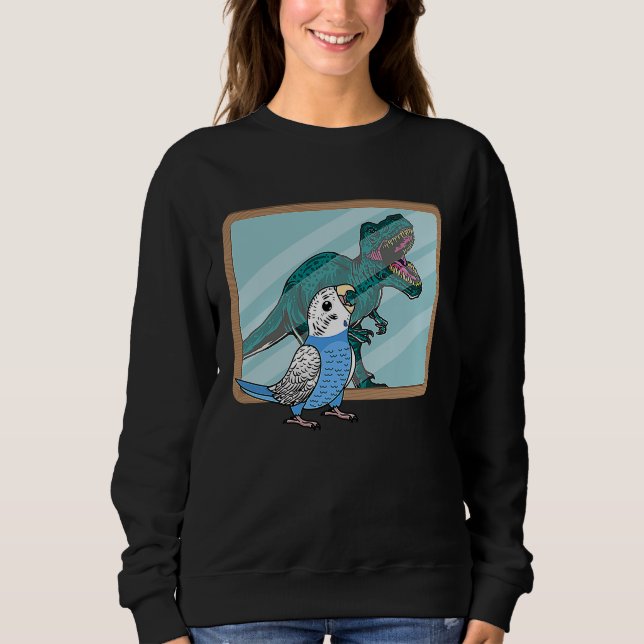 Sudadera Loro y Rex Reflexión I Periquito Budgerígar Azul (Anverso)
