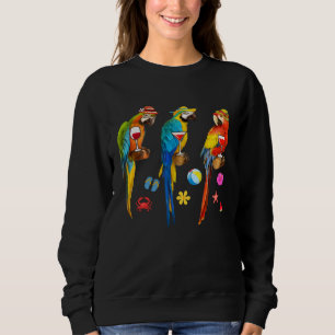 Sudadera Loros Hawaianos Bebiendo Vino Navidad En Julio