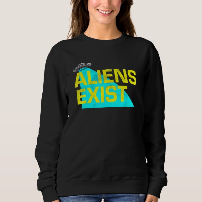 Sudadera Los Alienígenas existen como Ufo Blue Light Ilustr (Anverso)