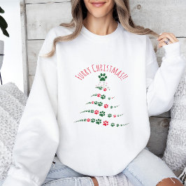 Sudadera Los amantes del perro miran el árbol de Navidad |