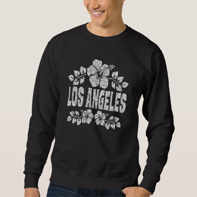 Sudadera Los Angeles Flowers Distressed White Print (Anverso)