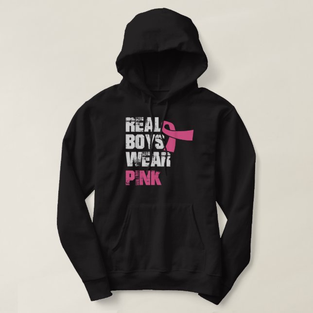 Sudadera Los chicos de verdad usan cáncer de mama rosa Conc (Diseño del anverso)