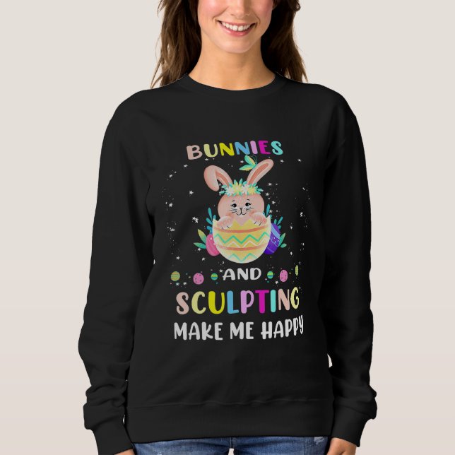 Sudadera Los conejos Y La Escultura Me Hacen Feliz Conejo D (Anverso)