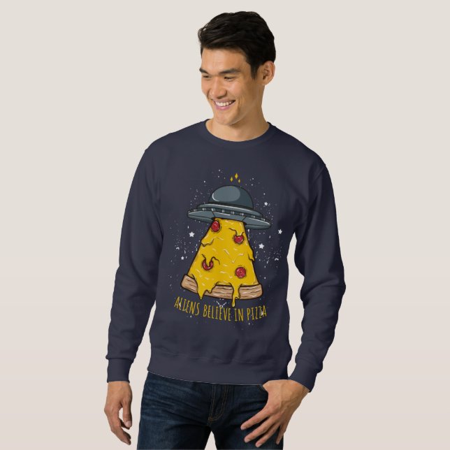Sudadera Los extranjeros creen en la pizza (Anverso completo)