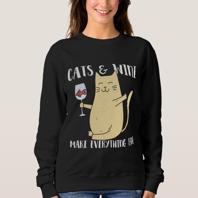 Sudadera Los Gatos De Vino Y El Vino Lo Hacen Todo Bien (Anverso)