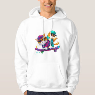 Sudadera Los Gatos Juegan Al Skateboard Usando Gafas Hip Ho