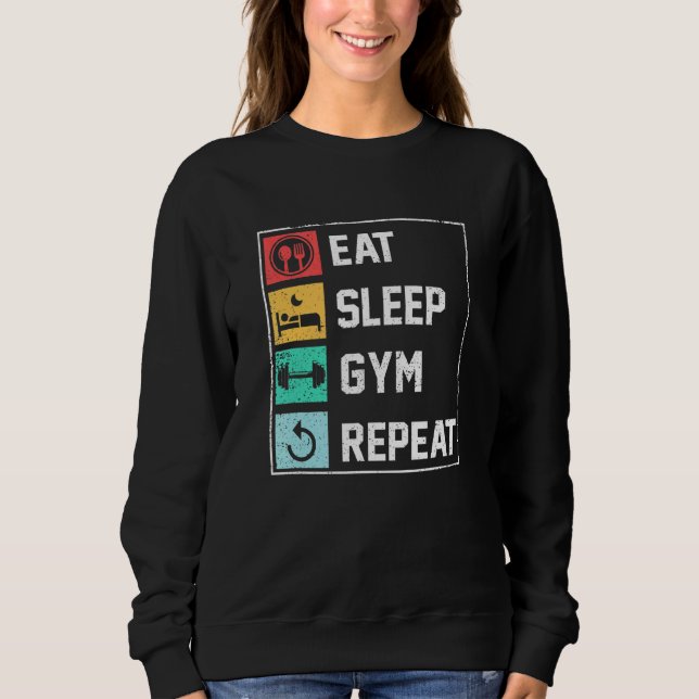 Sudadera Los Hombres Comen Sleep Gym Repetir Gimnasio Rutin (Anverso)