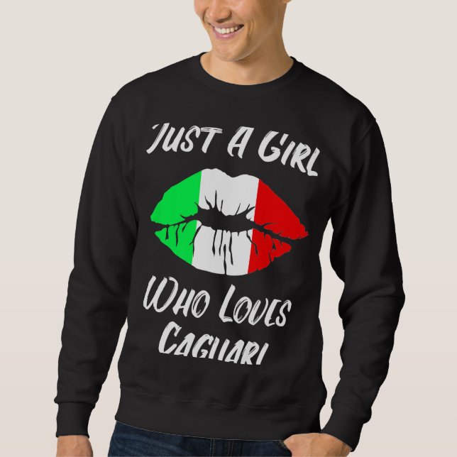 Sudadera Los labios adoran la bandera italiana Cagliari (Anverso)
