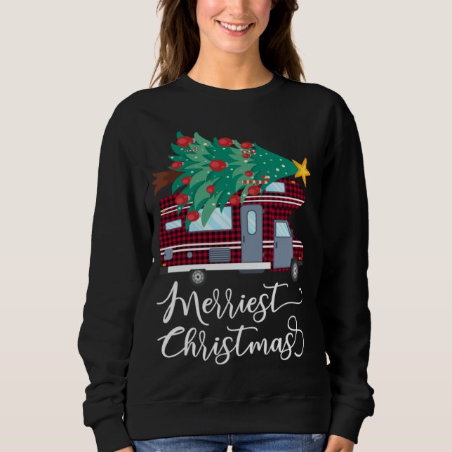 Sudadera Los mejores Navidades acampan Camper Xmas Rojo (Anverso)