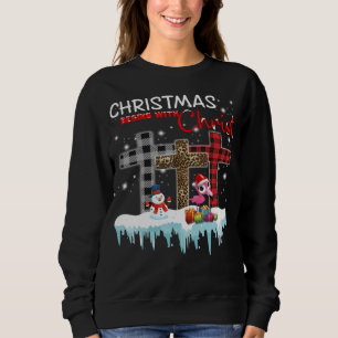 Sudadera Los navidades comienzan con Cristo Ama Flamingo
