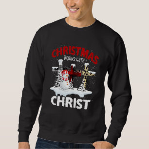 Sudadera Los navidades comienzan con Cristo Nieves cruzando