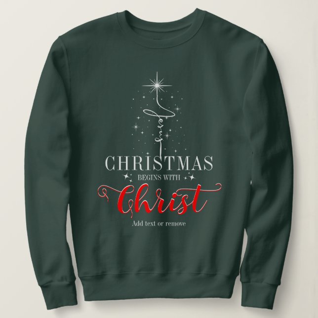 Sudadera Los navidades comienzan con el Cristo Jesús cruzad (Anverso del diseño)