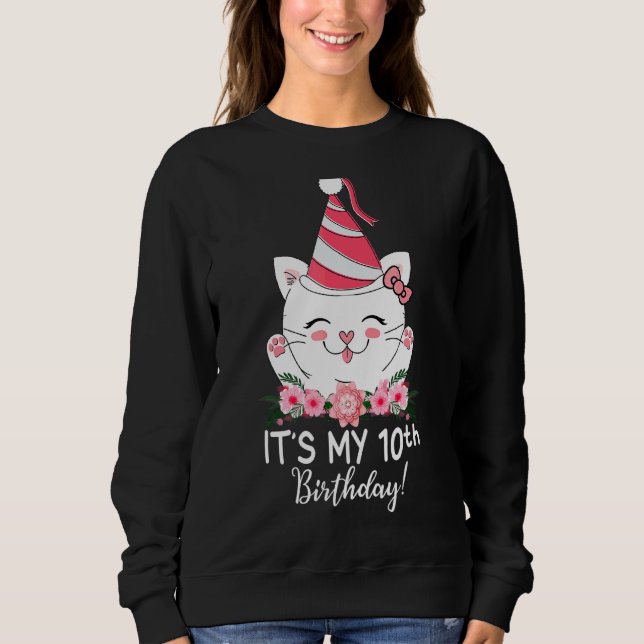 Sudadera Los niños son mi décimo cumpleaños gato gatito de  (Anverso)